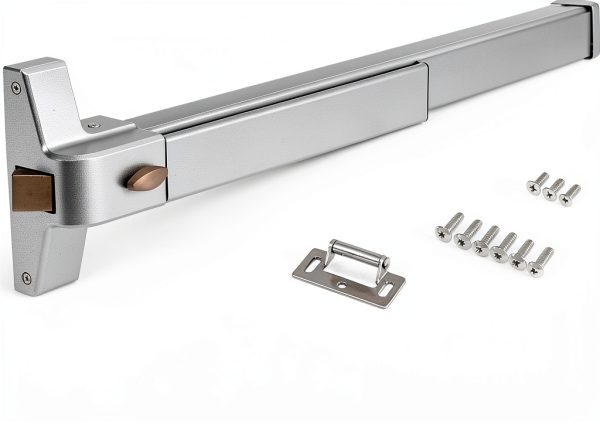 BEAMNOVA Commercial Door Panic Exit Device Push Bar Metal Universal Emergency Hardware Parts Gate Lock Roller Strike Plate End Cap, Metallic for 27.5 to 41 inch Wide Doors-0
