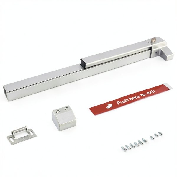 BEAMNOVA Commercial Door Panic Exit Device Push Bar Metal Universal Emergency Hardware Parts Gate Lock Roller Strike Plate End Cap, Metallic for 27.5 to 41 inch Wide Doors-8