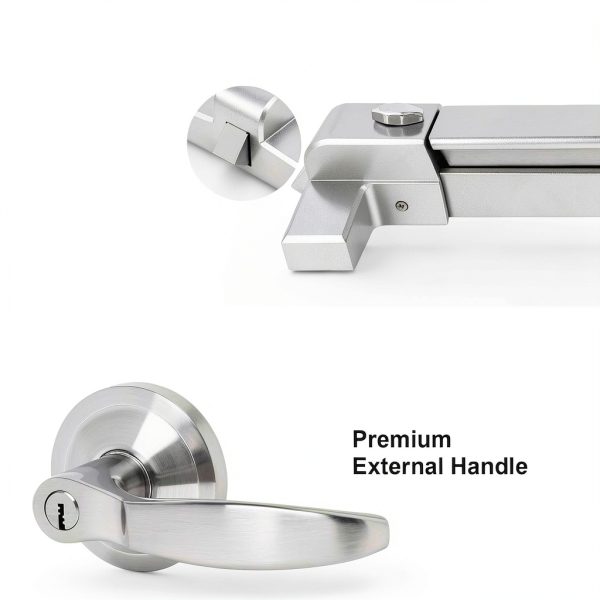 Panic Bar FAHKNS Aluminum Exit Door Push Bar Large Silver Chrome-4