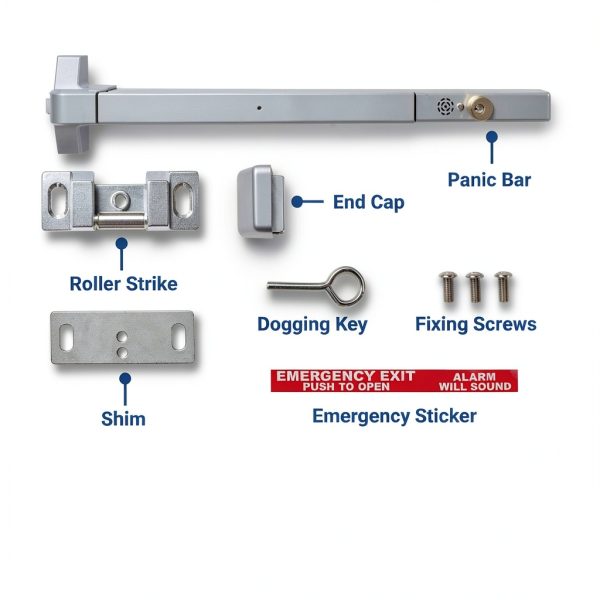 Alarmed Commercial Push Bar Exit Device - FH-1550A Panic Bar Loud Warning Strike Bar with Warning Stickers - UL Listed - Easy Installation-4