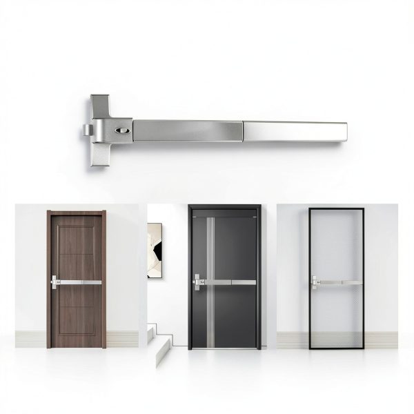 Panic Bar FAHKNS Aluminum Exit Door Push Bar Large Silver Chrome-3