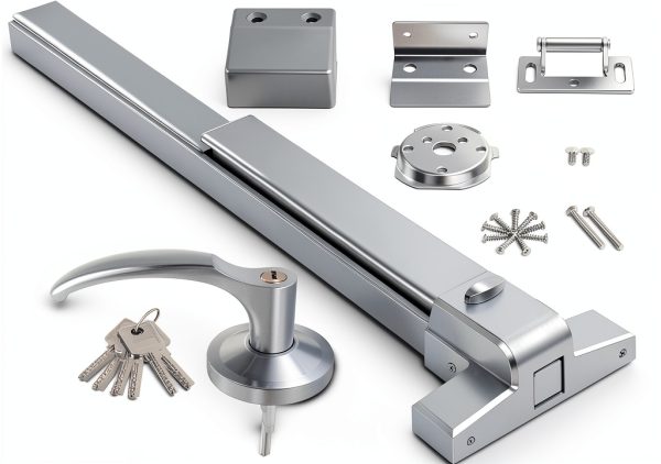 Panic Bar FAHKNS Aluminum Exit Door Push Bar Large Silver Chrome-0